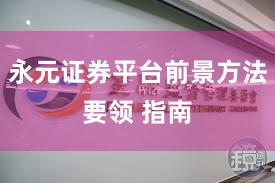 永元证券平台前景方法要领 指南